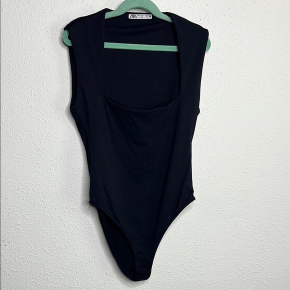 Zara Black Asymmetrical Cut Out Bodysuit - Picture 1 of 5